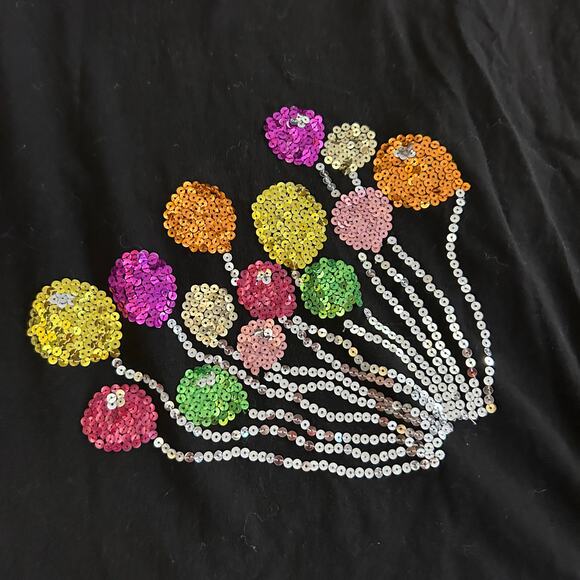 Vintage Sequin Graphic Tee 80s Party Balloon Theme One Size - Picture 6 of 6